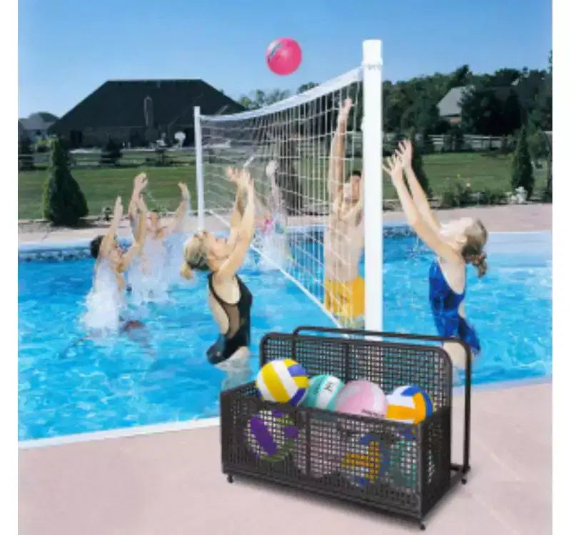 Ripiano portatutto a un livello per piscina all'aperto | Nero-marrone / Marrone sfumato / Grigio | PE + ferro | Montaggio da 1 persona