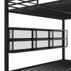 Letto a castello in metallo nero "Queen-over-Queen" con luci LED e contenitore, 2 posti letto