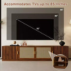 Mobile TV in noce con ante in rattan scanalato, 78", adatto per TV fino a 85", 4 vani contenitore