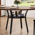 Tavolo da pranzo rotondo per 4 con ripiano contenitore – Nero / Grigio / Marrone rustico / Noce