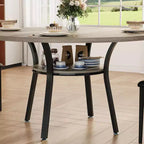 Tavolo da pranzo rotondo per 4 con ripiano contenitore – Nero / Grigio / Marrone rustico / Noce