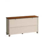 Credenza a 4 ante Beige/Verde Scuro con vetro temperato, montaggio per una sola persona