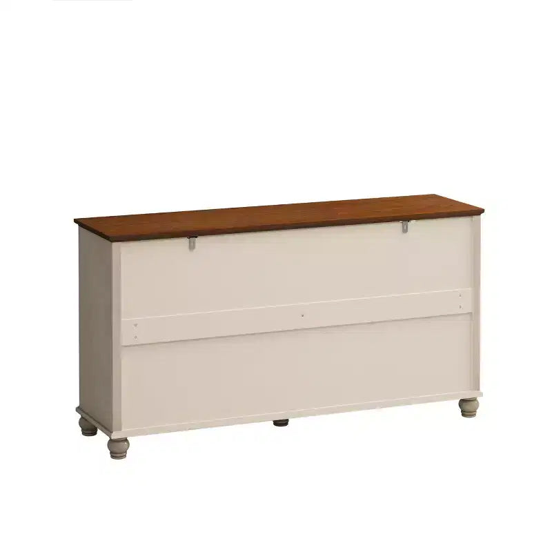 Credenza a 4 ante Beige/Verde Scuro con vetro temperato, montaggio per una sola persona
