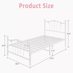 Struttura letto a piattaforma in metallo a forma di cuore rosa/bianco – Twin XL, 1 persona