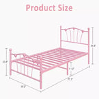 Struttura letto a piattaforma in metallo a forma di cuore rosa/bianco – Twin XL, 1 persona