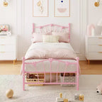 Struttura letto a piattaforma in metallo a forma di cuore rosa/bianco – Twin XL, 1 persona