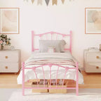 Struttura letto a piattaforma in metallo a forma di cuore rosa/bianco – Twin XL, 1 persona