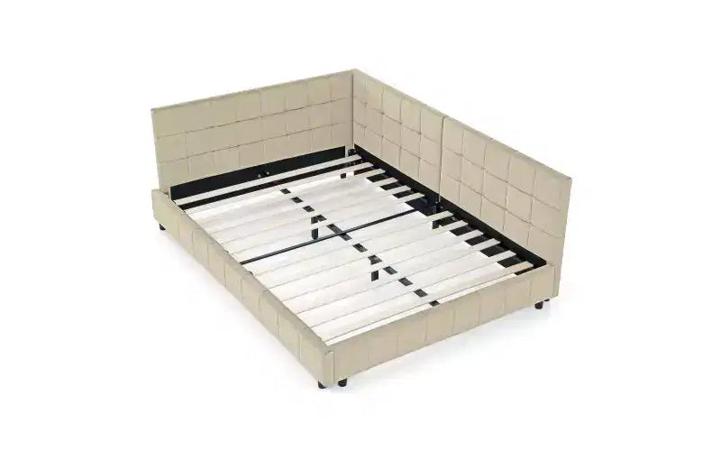 Beige / Nero / Marrone / Blu Scuro / Grigio / Rosa | Divano Letto in Velluto Imbottito Stile Mid-Century | Una Piazza e Mezza