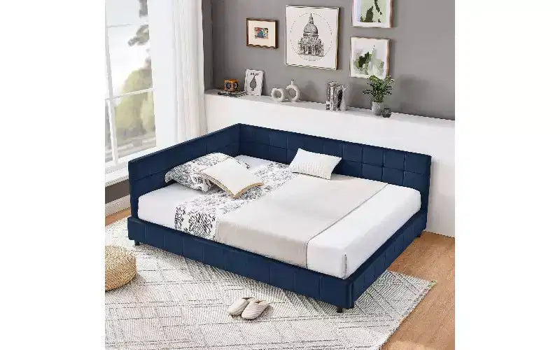 Beige / Nero / Marrone / Blu Scuro / Grigio / Rosa | Divano Letto in Velluto Imbottito Stile Mid-Century | Una Piazza e Mezza