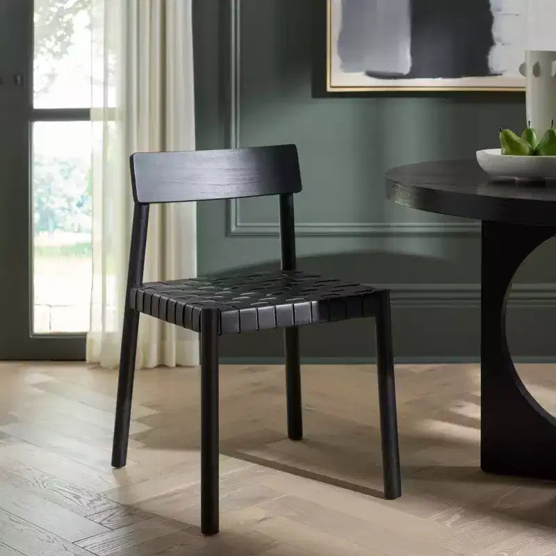 Sedia da pranzo senza braccioli Nera/Nera, rivestimento in pelle, Posti a sedere 1