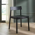 Sedia da pranzo senza braccioli Nera/Nera, rivestimento in pelle, Posti a sedere 1