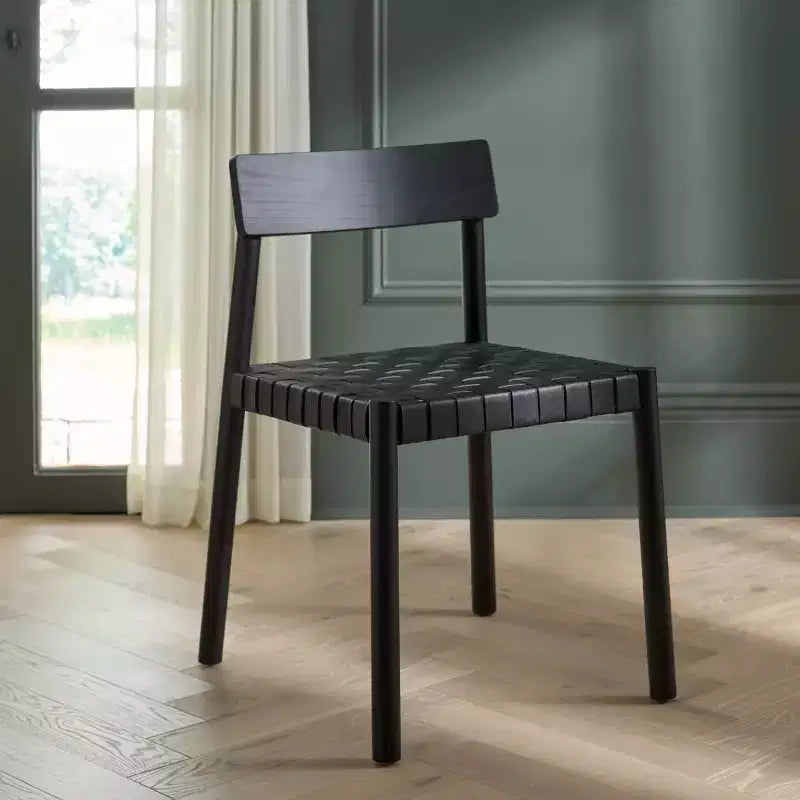 Sedia da pranzo senza braccioli Nera/Nera, rivestimento in pelle, Posti a sedere 1