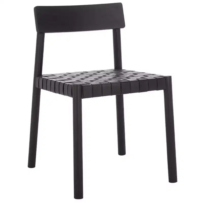 Sedia da pranzo senza braccioli Nera/Nera, rivestimento in pelle, Posti a sedere 1