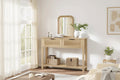 Fluted Entrance Table with 2 drawers, Console Table for Entrance, Wooden Sofa Table for Living Room, Hallway, Hallway, Burlywood