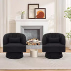 Poltrona girevole a barile, in tessuto Teddy, set da 2 (beige / nero / marrone / verde)