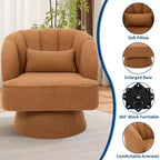 Poltrona girevole a barile, in tessuto Teddy, set da 2 (beige / nero / marrone / verde)