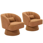 Poltrona girevole a barile, in tessuto Teddy, set da 2 (beige / nero / marrone / verde)