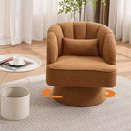 Poltrona girevole a barile, in tessuto Teddy, set da 2 (beige / nero / marrone / verde)