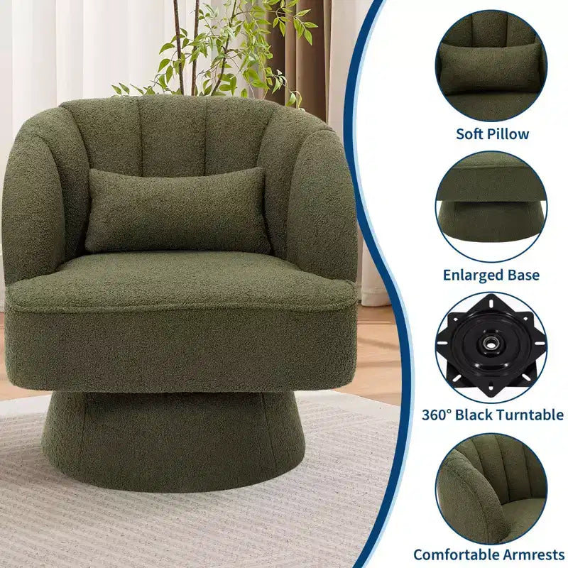 Poltrona girevole a barile, in tessuto Teddy, set da 2 (beige / nero / marrone / verde)