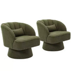 Poltrona girevole a barile, in tessuto Teddy, set da 2 (beige / nero / marrone / verde)
