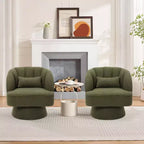 Poltrona girevole a barile, in tessuto Teddy, set da 2 (beige / nero / marrone / verde)