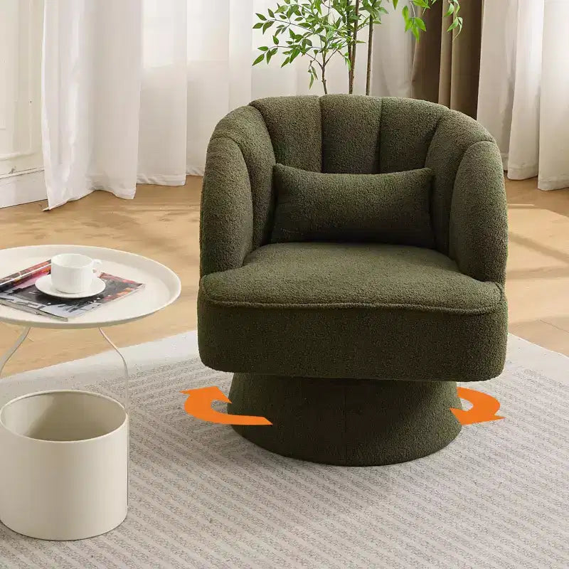Poltrona girevole a barile, in tessuto Teddy, set da 2 (beige / nero / marrone / verde)
