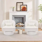 Poltrona girevole a barile, in tessuto Teddy, set da 2 (beige / nero / marrone / verde)