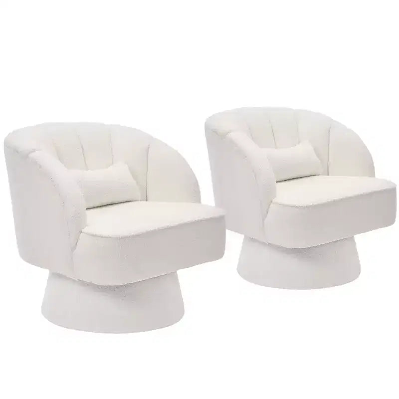 Poltrona girevole a barile, in tessuto Teddy, set da 2 (beige / nero / marrone / verde)