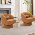 Poltrona girevole a barile, in tessuto Teddy, set da 2 (beige / nero / marrone / verde)