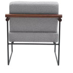 Poltrona accent Bouclé beige/grigia – Braccioli curvi in legno, seduta singola