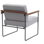 Poltrona accent Bouclé beige/grigia – Braccioli curvi in legno, seduta singola