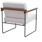 Poltrona accent Bouclé beige/grigia – Braccioli curvi in legno, seduta singola
