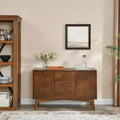 JVNOXK 47.3-inch Mid-Century Modern Sideboard with Storage, Featuring 2 Doors and 3 Drawers, Suitable for Dining Room, Walnut Finish