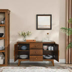 Madia in noce con 2 ante e 3 cassetti, stile Mid-Century Modern, 1 posto