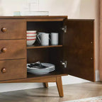 Madia in noce con 2 ante e 3 cassetti, stile Mid-Century Modern, 1 posto