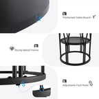 Tavolo da pranzo rotondo da 120 cm, nero/marrone/rovere, 4-6 posti, base in metallo con ripiano contenitore