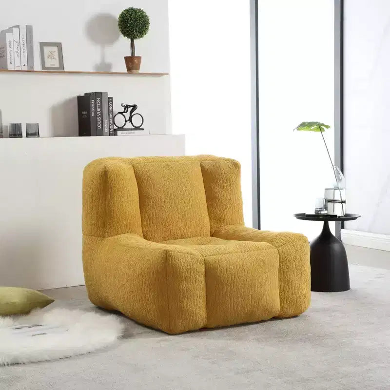 Poltrona a sacco rotonda grigia con memory foam – Pelliccia sintetica, Posto singolo