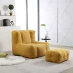 Poltrona a sacco rotonda grigia con memory foam – Pelliccia sintetica, Posto singolo