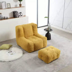 Poltrona a sacco rotonda grigia con memory foam – Pelliccia sintetica, Posto singolo
