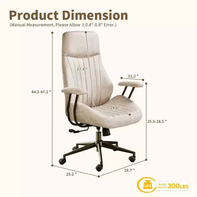 Beige / Marrone / Marrone Scuro / Grigio | Sedia da ufficio in tessuto scamosciato con schienale alto | 1 Posto