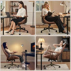 Beige / Marrone / Marrone Scuro / Grigio | Sedia da ufficio in tessuto scamosciato con schienale alto | 1 Posto