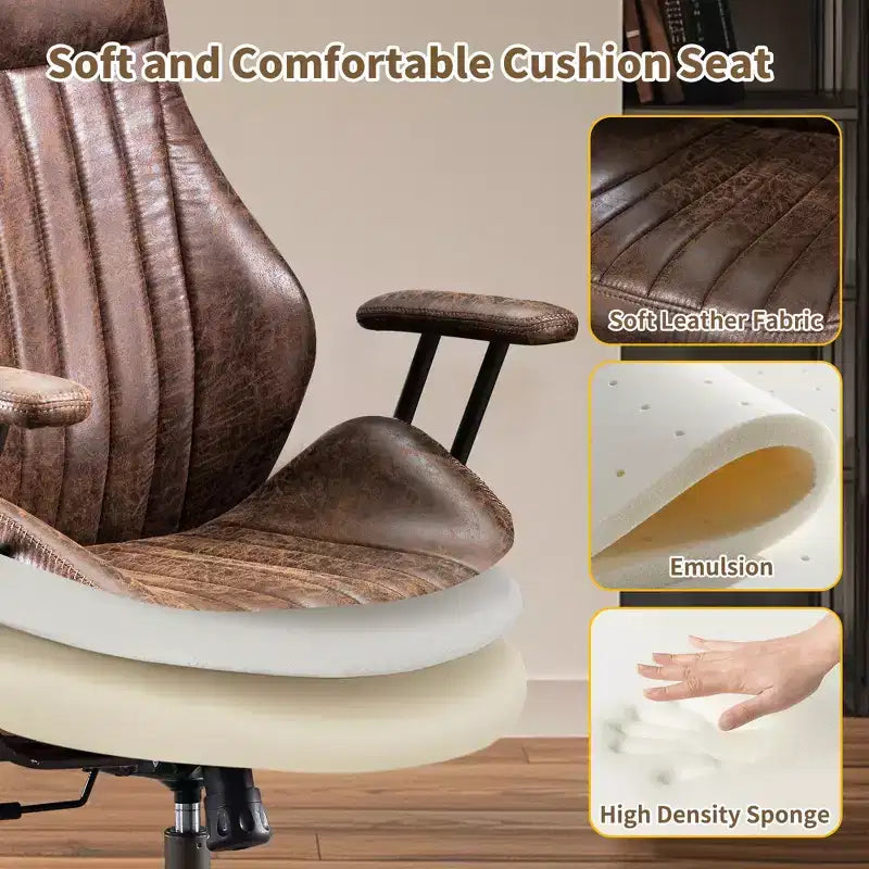 Beige / Marrone / Marrone Scuro / Grigio | Sedia da ufficio in tessuto scamosciato con schienale alto | 1 Posto