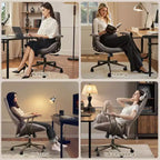 Beige / Marrone / Marrone Scuro / Grigio | Sedia da ufficio in tessuto scamosciato con schienale alto | 1 Posto