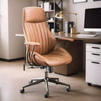 Beige / Marrone / Marrone Scuro / Grigio | Sedia da ufficio in tessuto scamosciato con schienale alto | 1 Posto