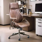 Beige / Marrone / Marrone Scuro / Grigio | Sedia da ufficio in tessuto scamosciato con schienale alto | 1 Posto