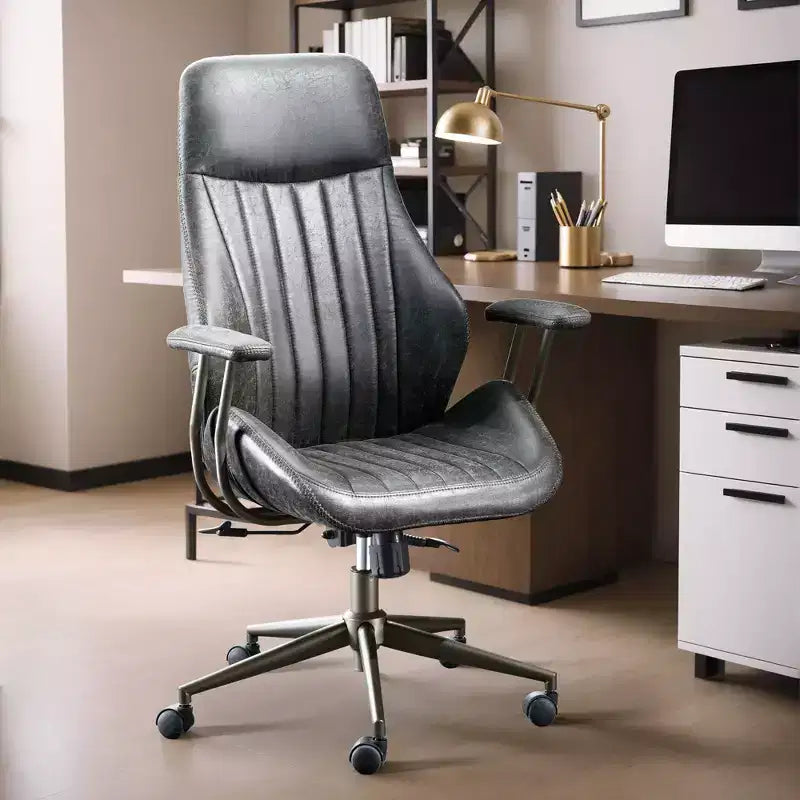 Beige / Marrone / Marrone Scuro / Grigio | Sedia da ufficio in tessuto scamosciato con schienale alto | 1 Posto