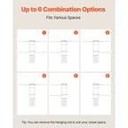 Sistema armadio in legno bianco con 3 cassetti, 11 scomparti, per 1-3 persone