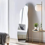 Specchio a figura intera a LED nero asimmetrico, da terra, 61x160 cm, 1 persona