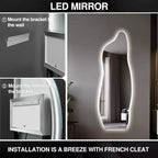 Specchio a figura intera a LED nero asimmetrico, da terra, 61x160 cm, 1 persona