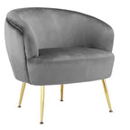 Poltrona singola in cotone color avorio con gambe dorate